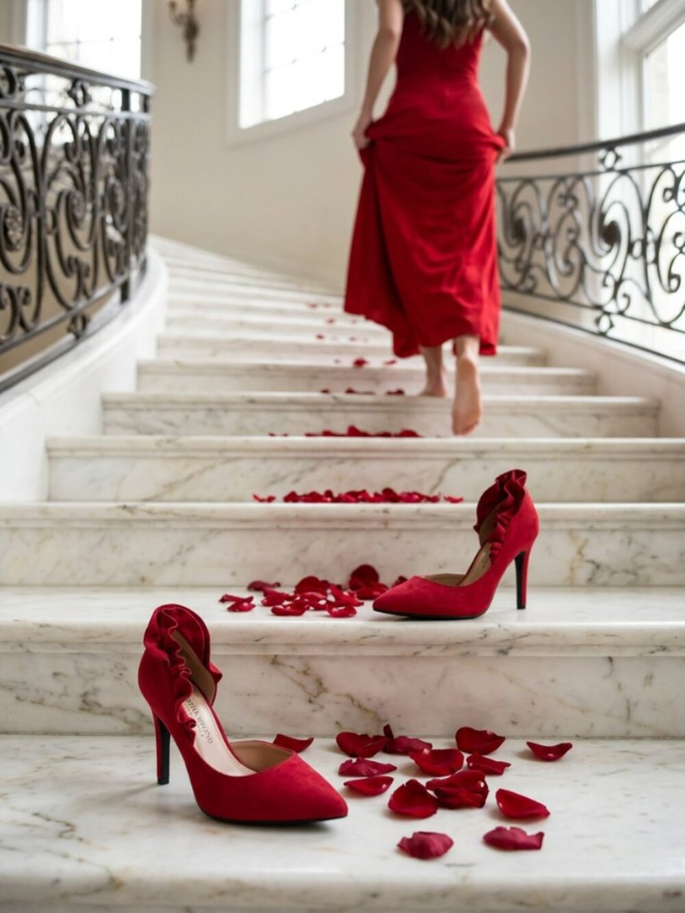Red Suede Shoes 7.5 Ruffle (Christian Siriano for payless)